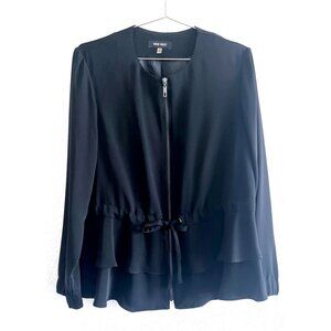 Nine West Women's Long Sleeve lightweight Tiered Zip-Front Jacket Size 10, Black